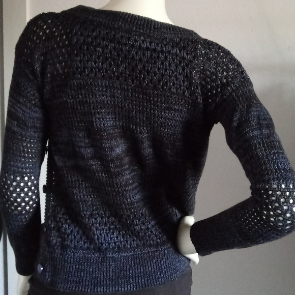 Blue Side Button Knit Sweater - Picture 8 of 11